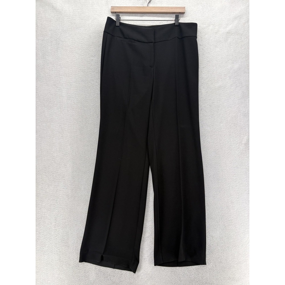 Eileen Fisher Dress Pants Womens 12 Black Crepe Wide Leg Pull On Pockets Career